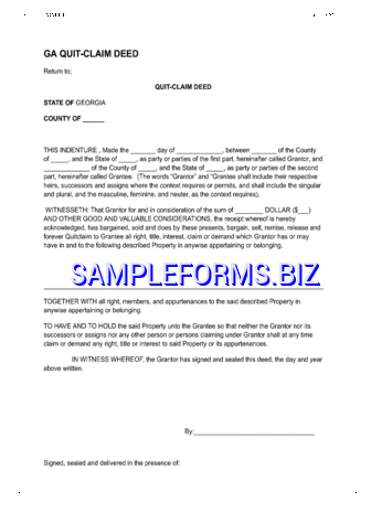 deed georgia form quitclaim samples pdf printable templates